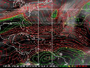 Météo tropicale : Carte des vents de cisaillement.