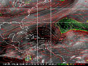 Météo tropicale : Carte des vents de cisaillement.