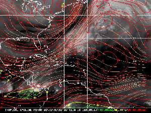 Météo tropicale : Carte des vents de cisaillement.