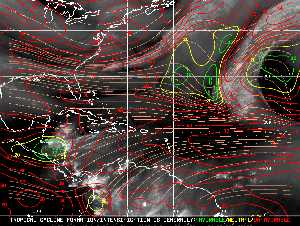 Météo tropicale : Carte des vents de cisaillement.