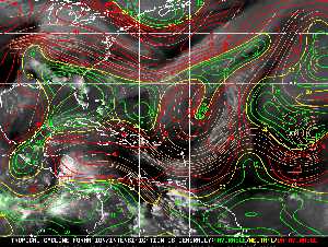 Météo tropicale : Carte des vents de cisaillement.