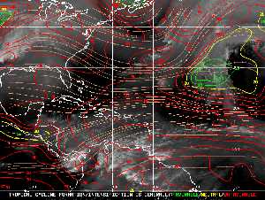Météo tropicale : Carte des vents de cisaillement.