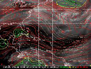 Météo tropicale : Carte des vents de cisaillement.