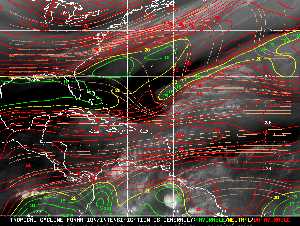 Météo tropicale : Carte des vents de cisaillement.