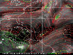 Météo tropicale : Carte des vents de cisaillement.