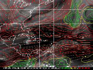 Météo tropicale : Carte des vents de cisaillement.