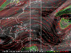 Météo tropicale : Carte des vents de cisaillement.