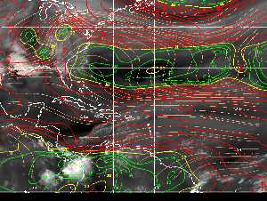 Météo tropicale : Carte des vents de cisaillement.