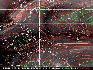 Météo tropicale : Carte des vents de cisaillement.