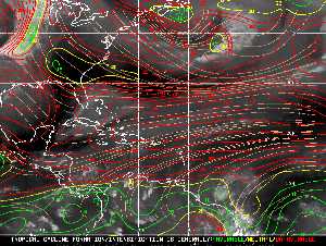 Météo tropicale : Carte des vents de cisaillement.