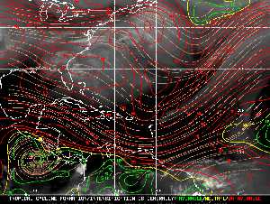 Météo tropicale : Carte des vents de cisaillement.