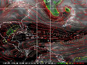 Météo tropicale : Carte des vents de cisaillement.