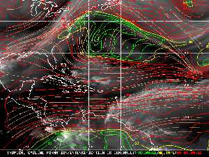 Météo tropicale : Carte des vents de cisaillement.