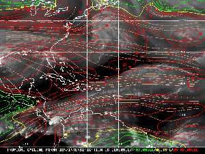 Météo tropicale : Carte des vents de cisaillement.