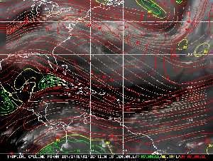 Météo tropicale : Carte des vents de cisaillement.