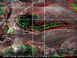 Météo tropicale : Carte des vents de cisaillement.