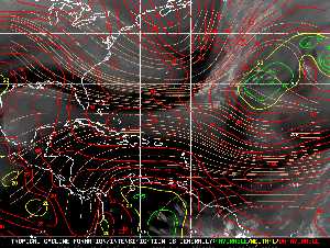 Météo tropicale : Carte des vents de cisaillement.