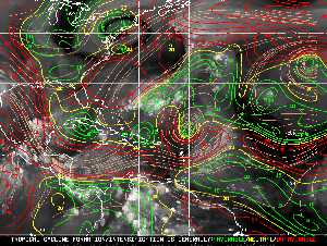 Météo tropicale : Carte des vents de cisaillement.