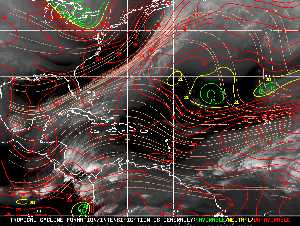 Météo tropicale : Carte des vents de cisaillement.