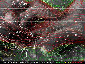 Météo tropicale : Carte des vents de cisaillement.