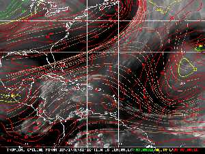 Météo tropicale : Carte des vents de cisaillement.
