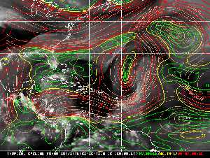 Météo tropicale : Carte des vents de cisaillement.