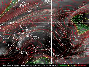 Météo tropicale : Carte des vents de cisaillement.