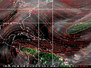 Météo tropicale : Carte des vents de cisaillement.