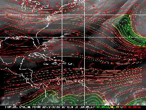 Météo tropicale : Carte des vents de cisaillement.