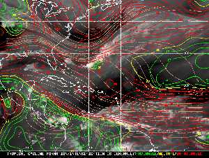 Météo tropicale : Carte des vents de cisaillement.