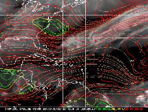 Météo tropicale : Carte des vents de cisaillement.