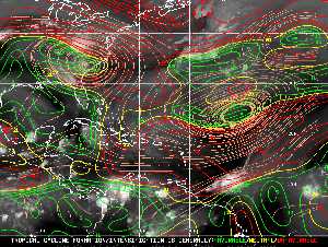 Météo tropicale : Carte des vents de cisaillement.