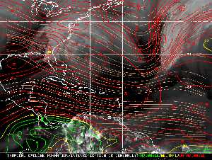 Météo tropicale : Carte des vents de cisaillement.