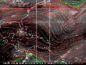 Météo tropicale : Carte des vents de cisaillement.