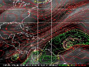 Météo tropicale : Carte des vents de cisaillement.