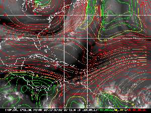 Météo tropicale : Carte des vents de cisaillement.