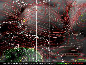 Météo tropicale : Carte des vents de cisaillement.