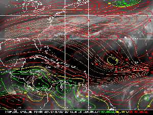 Météo tropicale : Carte des vents de cisaillement.
