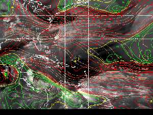Météo tropicale : Carte des vents de cisaillement.