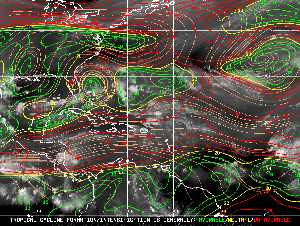 Météo tropicale : Carte des vents de cisaillement.