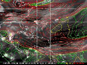 Météo tropicale : Carte des vents de cisaillement.