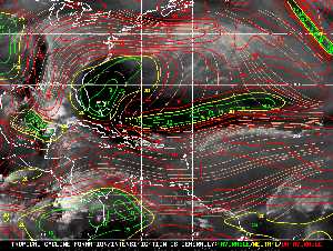 Météo tropicale : Carte des vents de cisaillement.