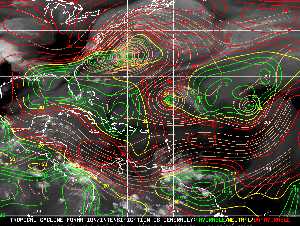 Météo tropicale : Carte des vents de cisaillement.