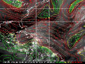 Météo tropicale : Carte des vents de cisaillement.