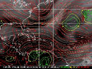 Météo tropicale : Carte des vents de cisaillement.