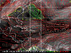 Météo tropicale : Carte des vents de cisaillement.