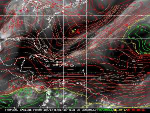 Météo tropicale : Carte des vents de cisaillement.
