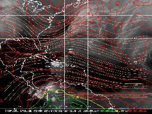 Météo tropicale : Carte des vents de cisaillement.