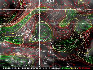 Météo tropicale : Carte des vents de cisaillement.