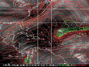 Météo tropicale : Carte des vents de cisaillement.